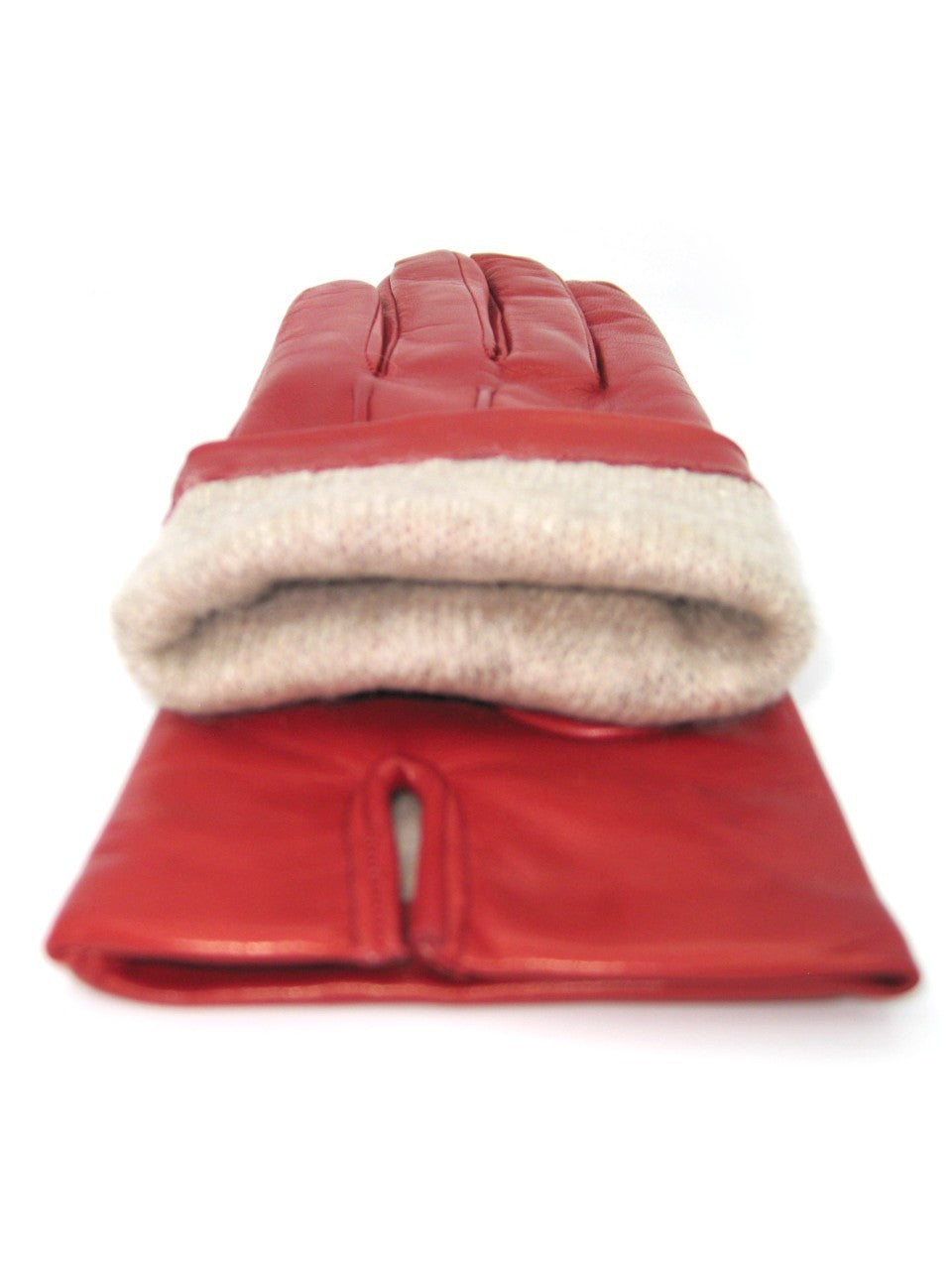 Guanto in Capretto 2bt con 3 cordoni fod. cashmere - Rosso scuro