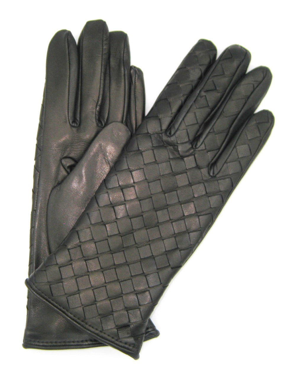 Gewebter Nappahandschuh mit Kaschmirfutter - Schwarz