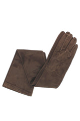 Seidengefütterter Wildlederhandschuh - dunkelbraun