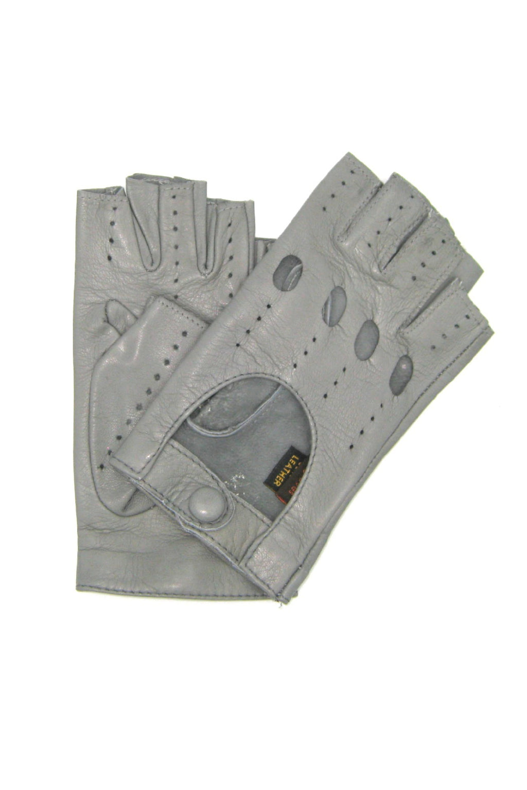 Unlined 1/2 Finger Driving Glove - Grey/Pearl