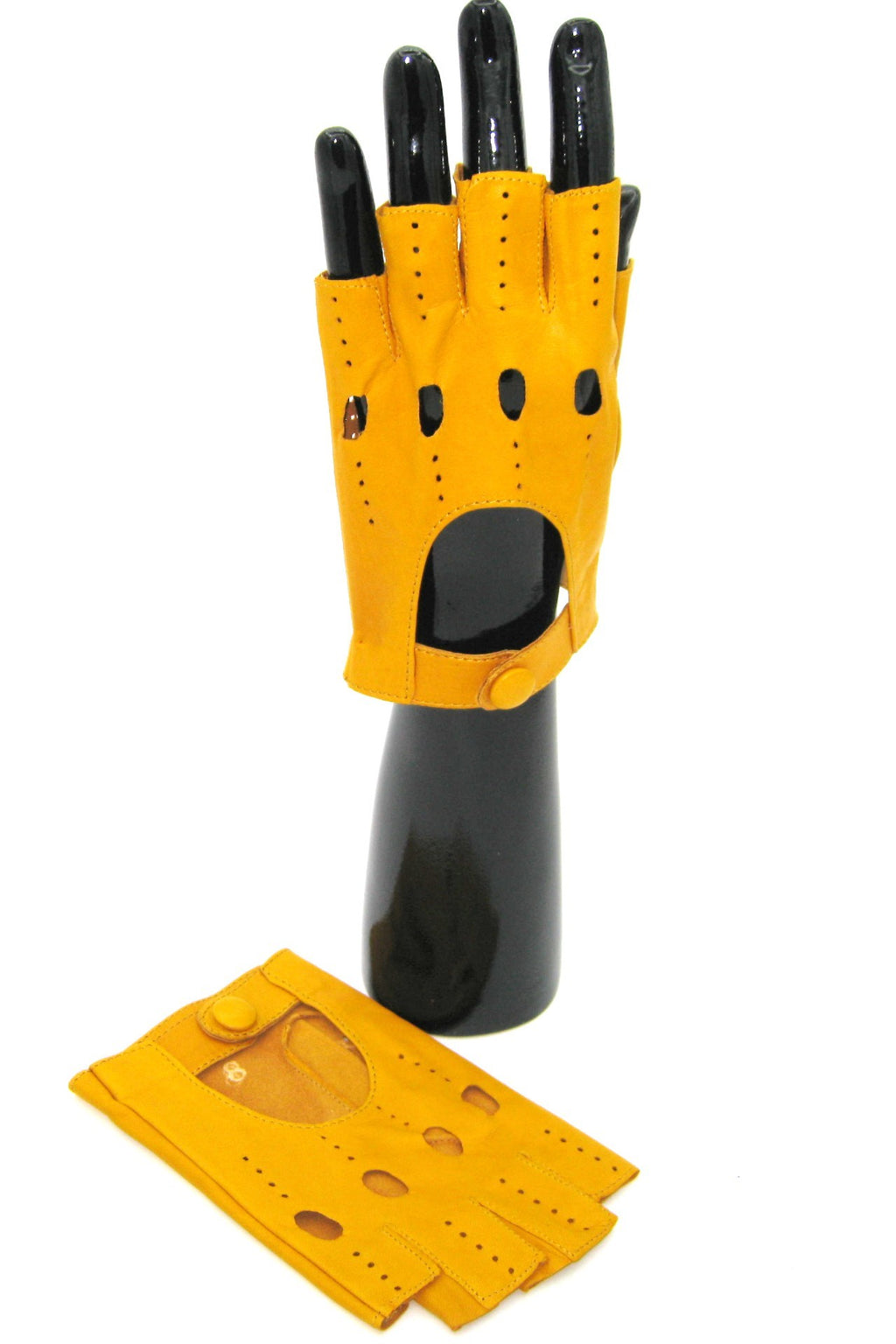 guanto nappa guida mezze dita - Giallo ocra