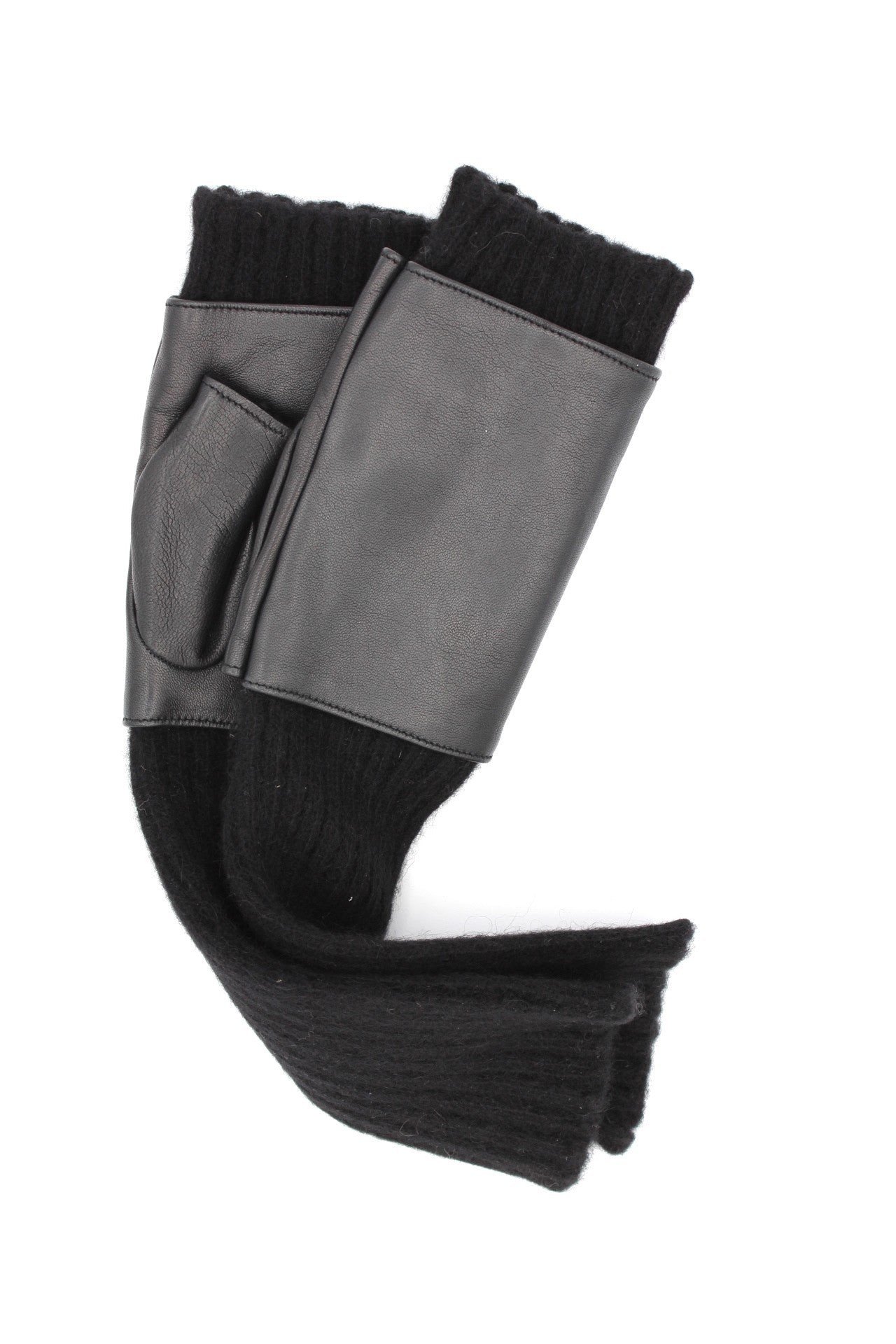 Guanto in cashmere e pelle - Nero