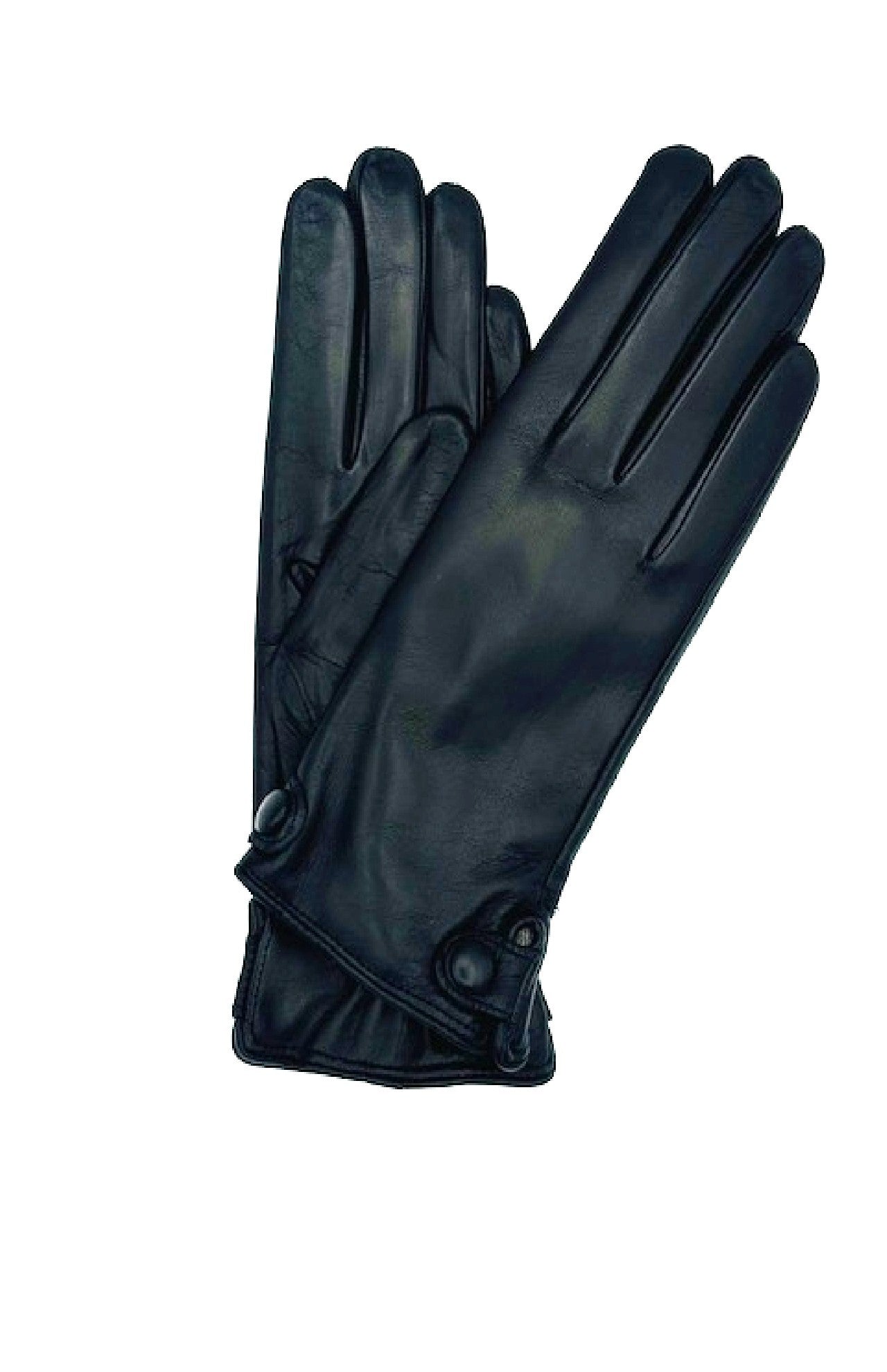 Guanto in Nappa con Bottoni fod. cashmere - Nero