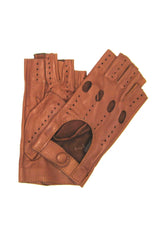 Ungefütterter 1/2-Finger-Fahrerhandschuh - Hellbraun