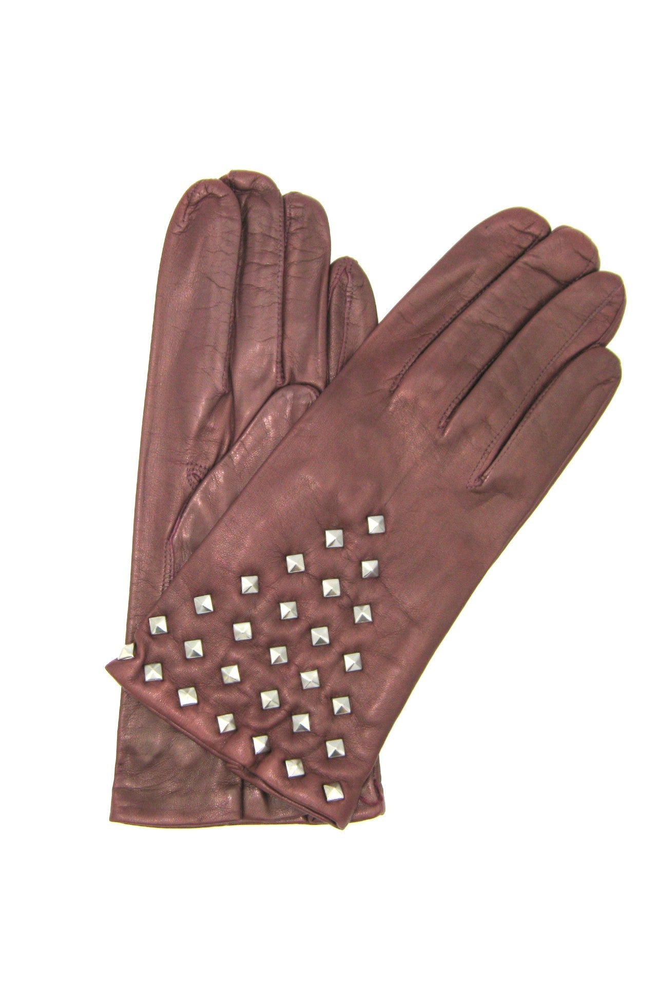 Guanto Nappa 2BT fodera seta con borchie - Bordeaux