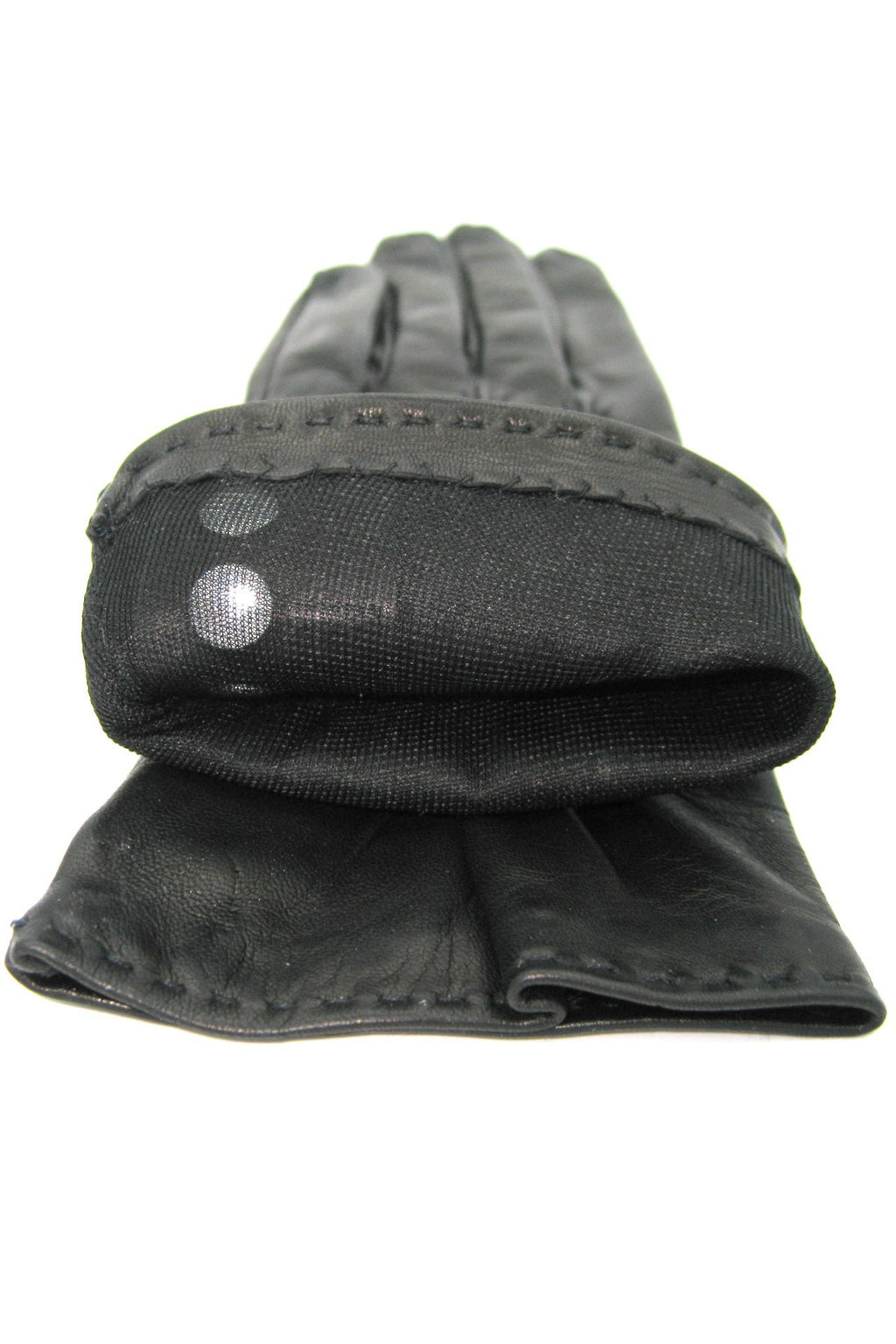 Guanto Nappa 4bt con bottoncini fod.seta - Nero