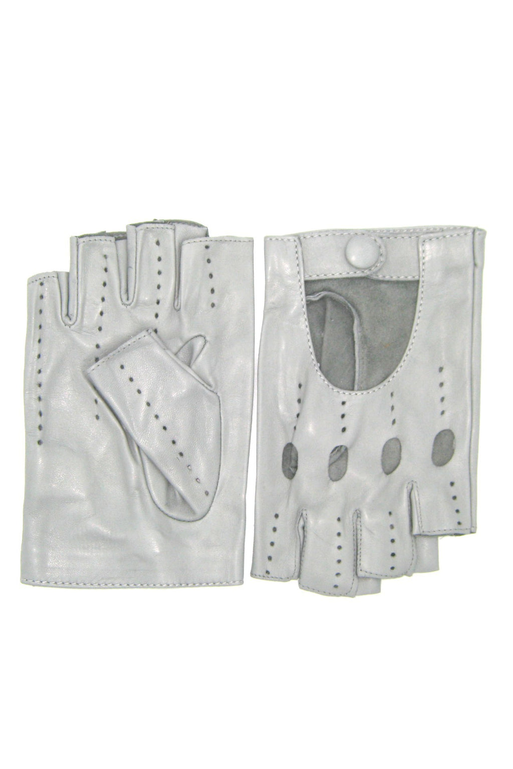 Halbfinger-Fahrerhandschuh aus Nappaleder - Grau/Perle