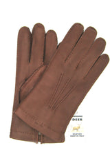 Handgenähter Hirschlederhandschuh mit Kaschmirfutter - Hellbraun