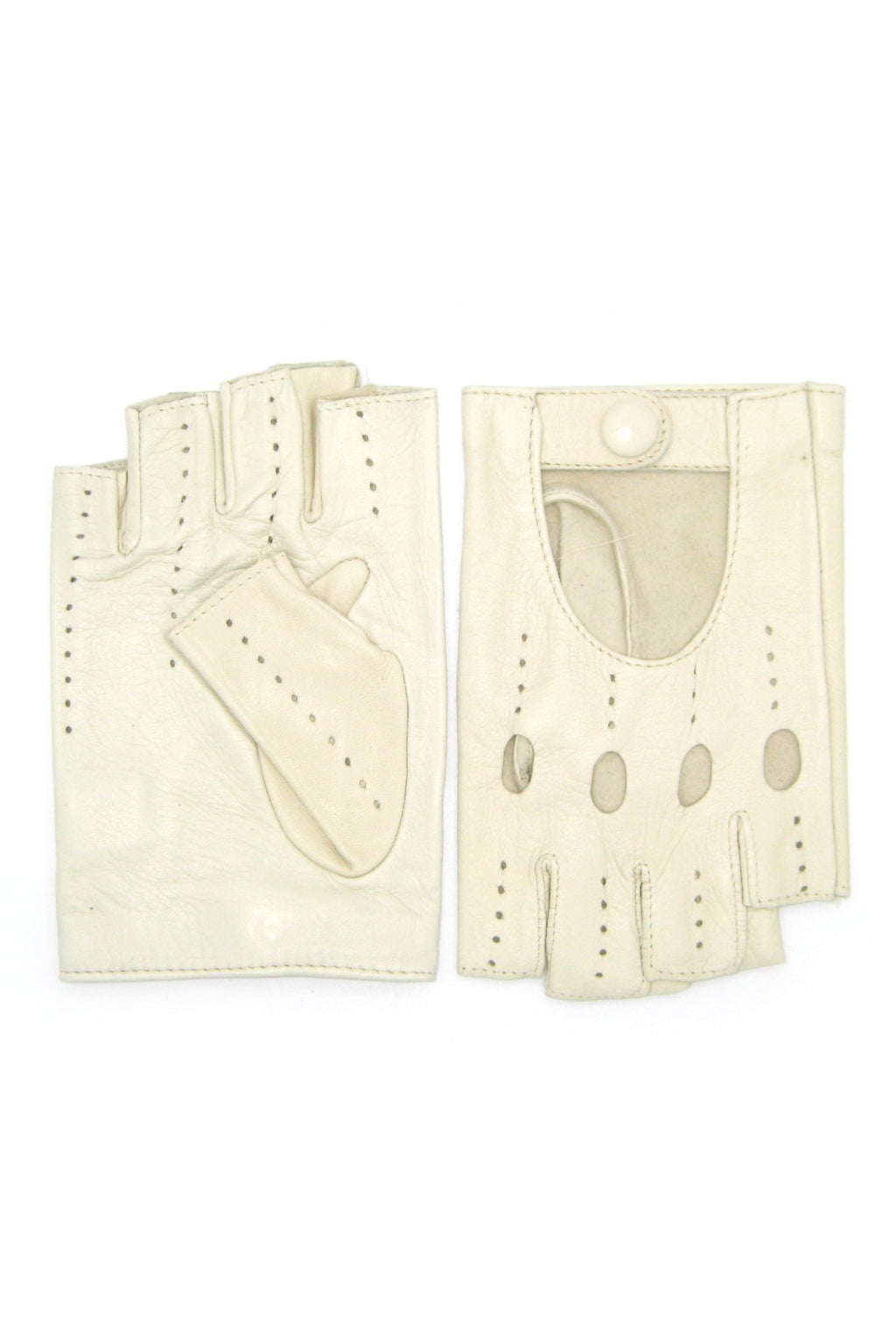 guanto nappa guida mezze dita - Panna