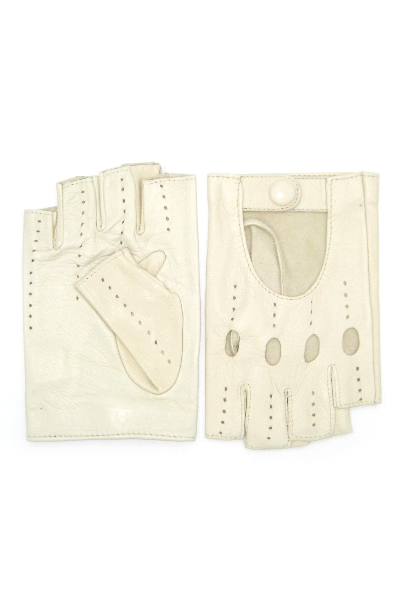 guanto nappa guida mezze dita - Panna