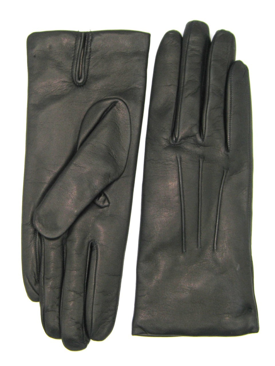 Guanto in Capretto 2bt con 3 cordoni fod. cashmere - Nero