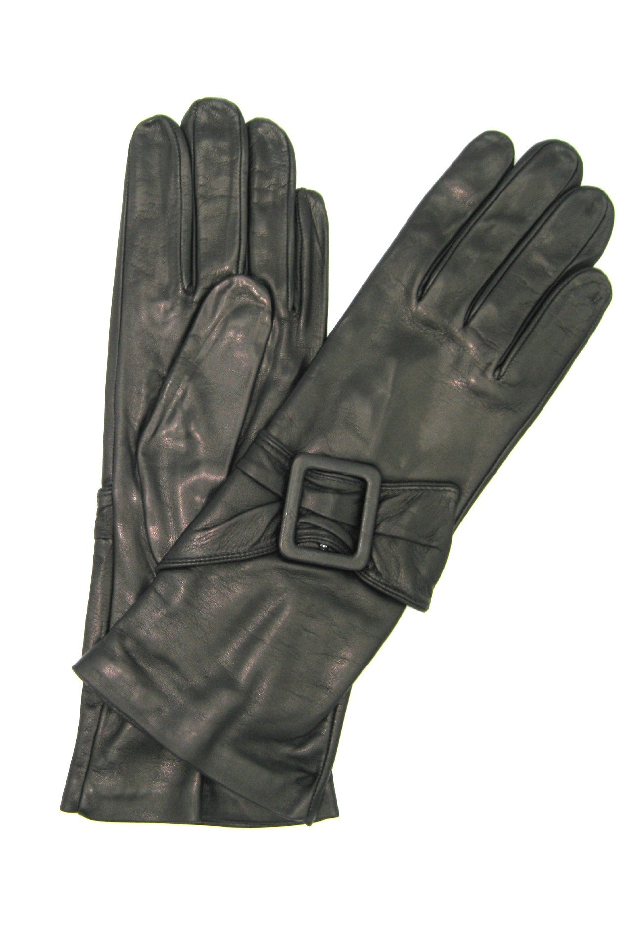 Guanto Nappa 4BT fodera seta con Fibbia - Nero