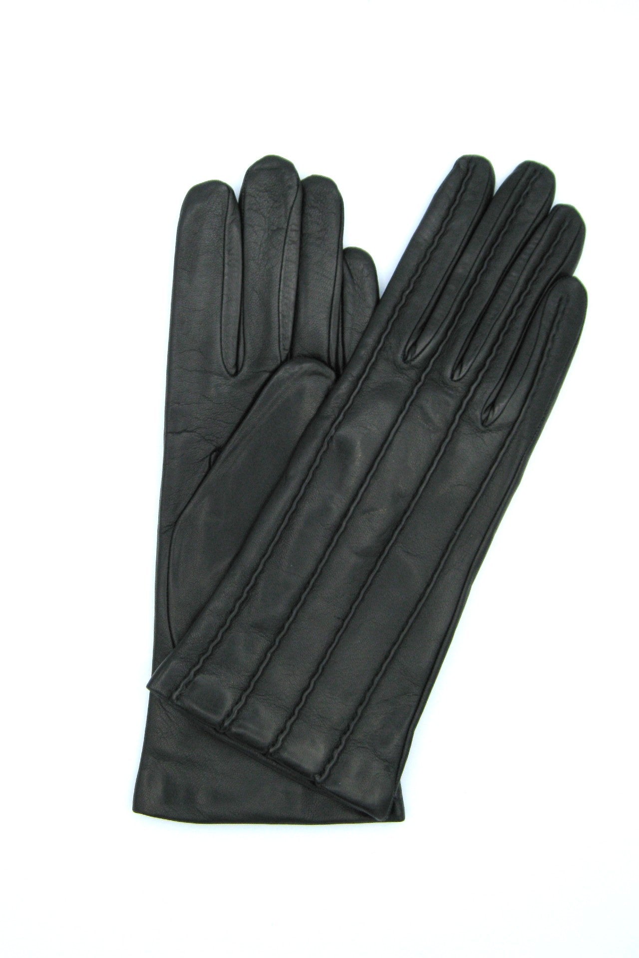 Guanto in nappa foderato cashmere con impunture - Nero