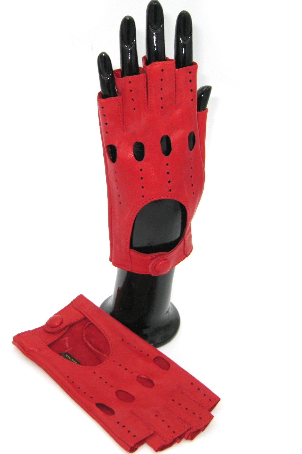 Guanto Guida sfoderto 1/2 dita - Rosso