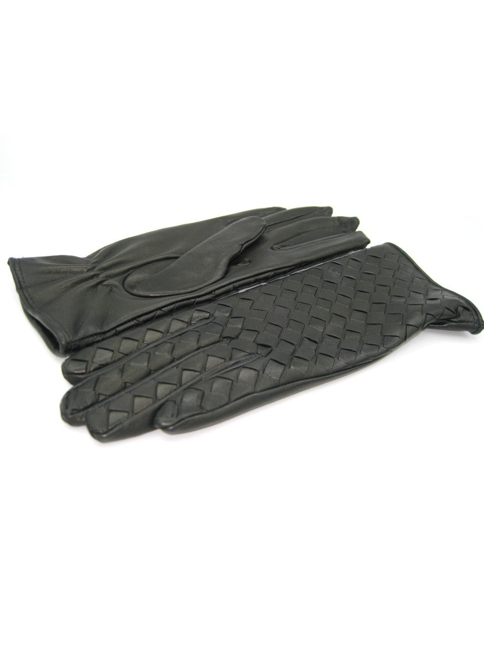 Woven Nappa Glove with Cashmere Lining - Black
