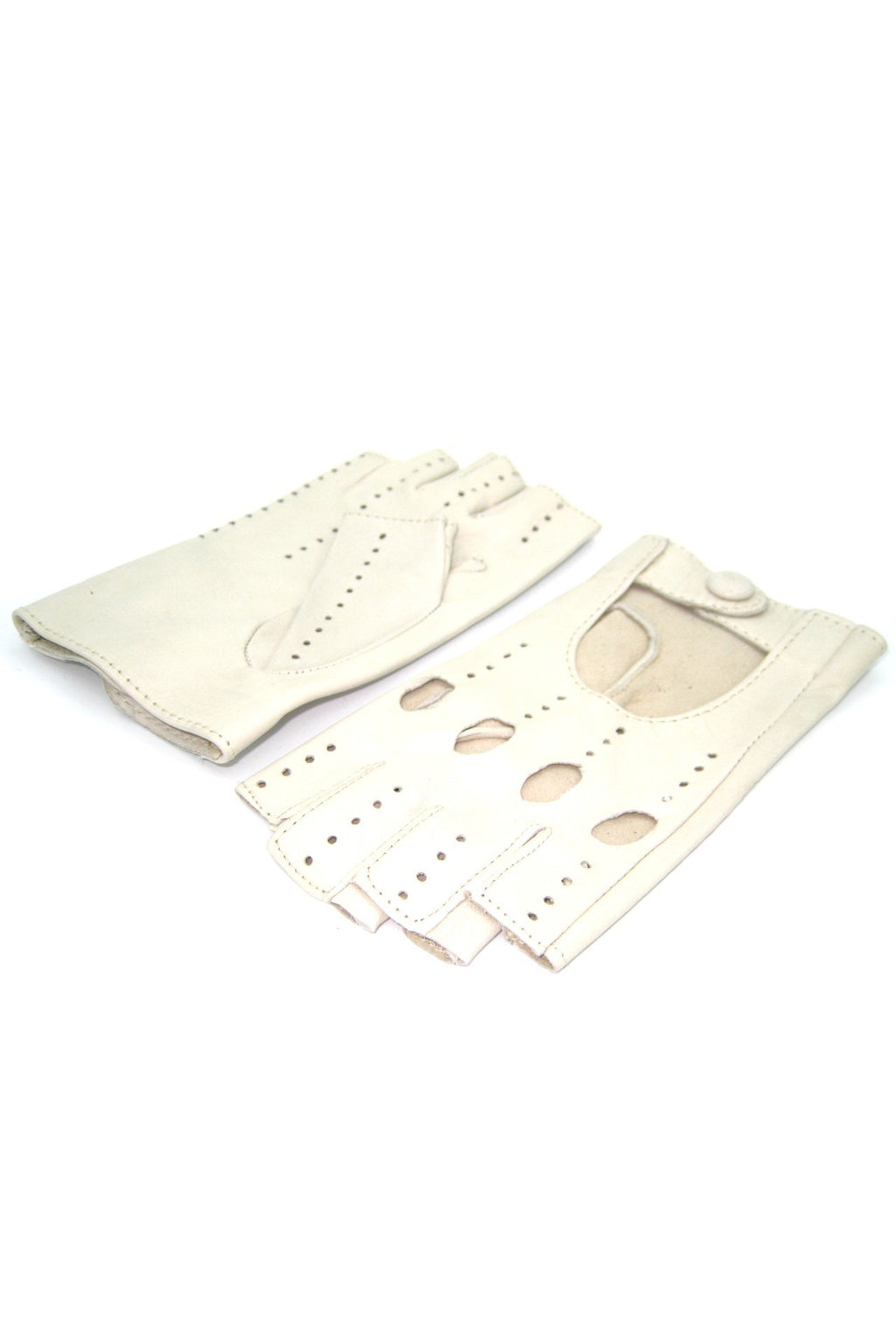 Guanto Guida sfoderto 1/2 dita - Panna