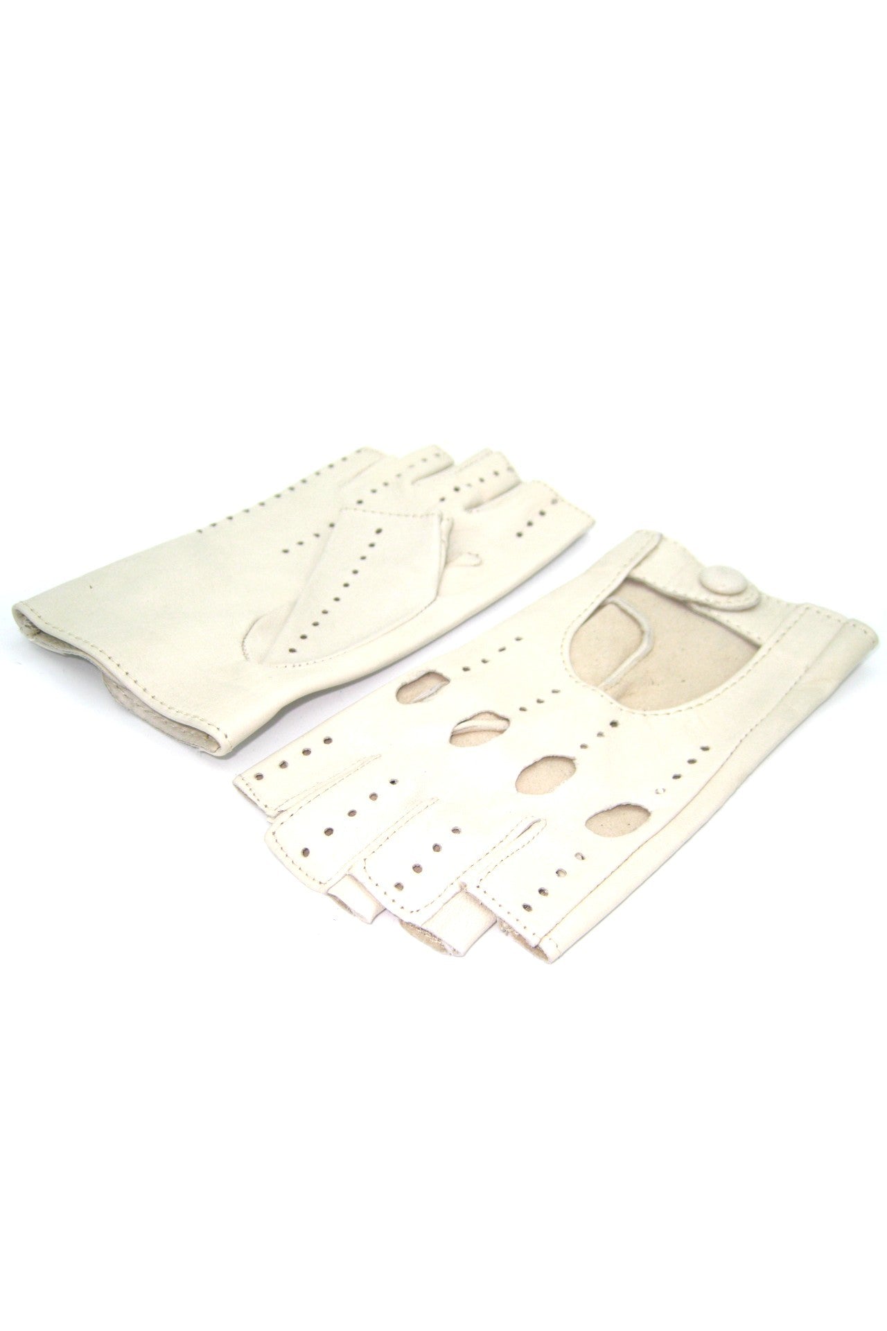 Guanto Guida sfoderto 1/2 dita - Panna