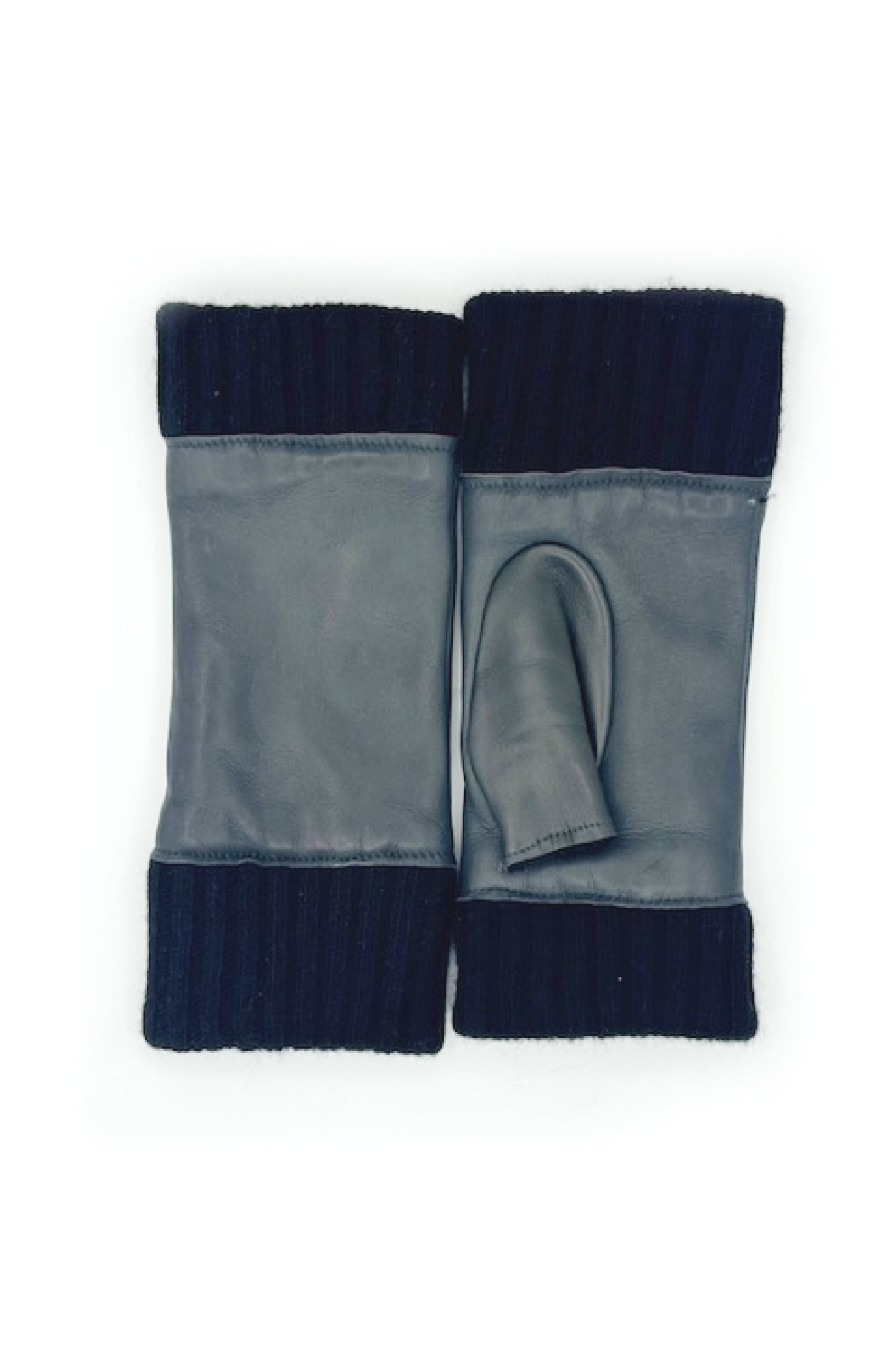 Manicotto in Nappa 2bt fodera cashmere - Grigio/Nero