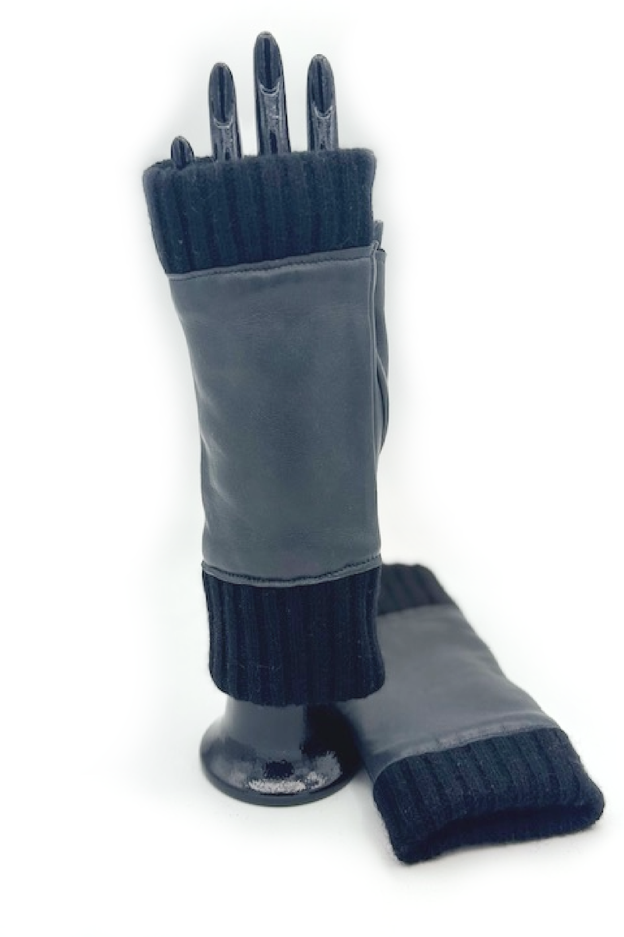 Manicotto in Nappa 2bt fodera cashmere - Grigio/Nero