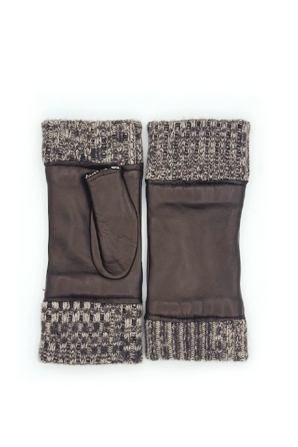 Manicotto in Nappa 2bt fodera cashmere - Moro/Melange