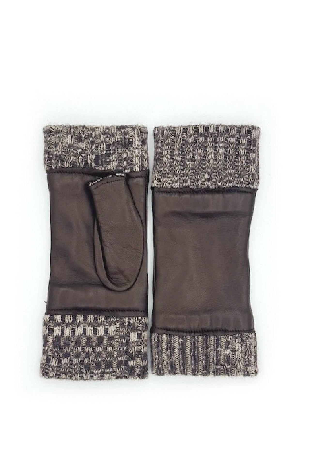 Manicotto in Nappa 2bt fodera cashmere - Moro/Melange