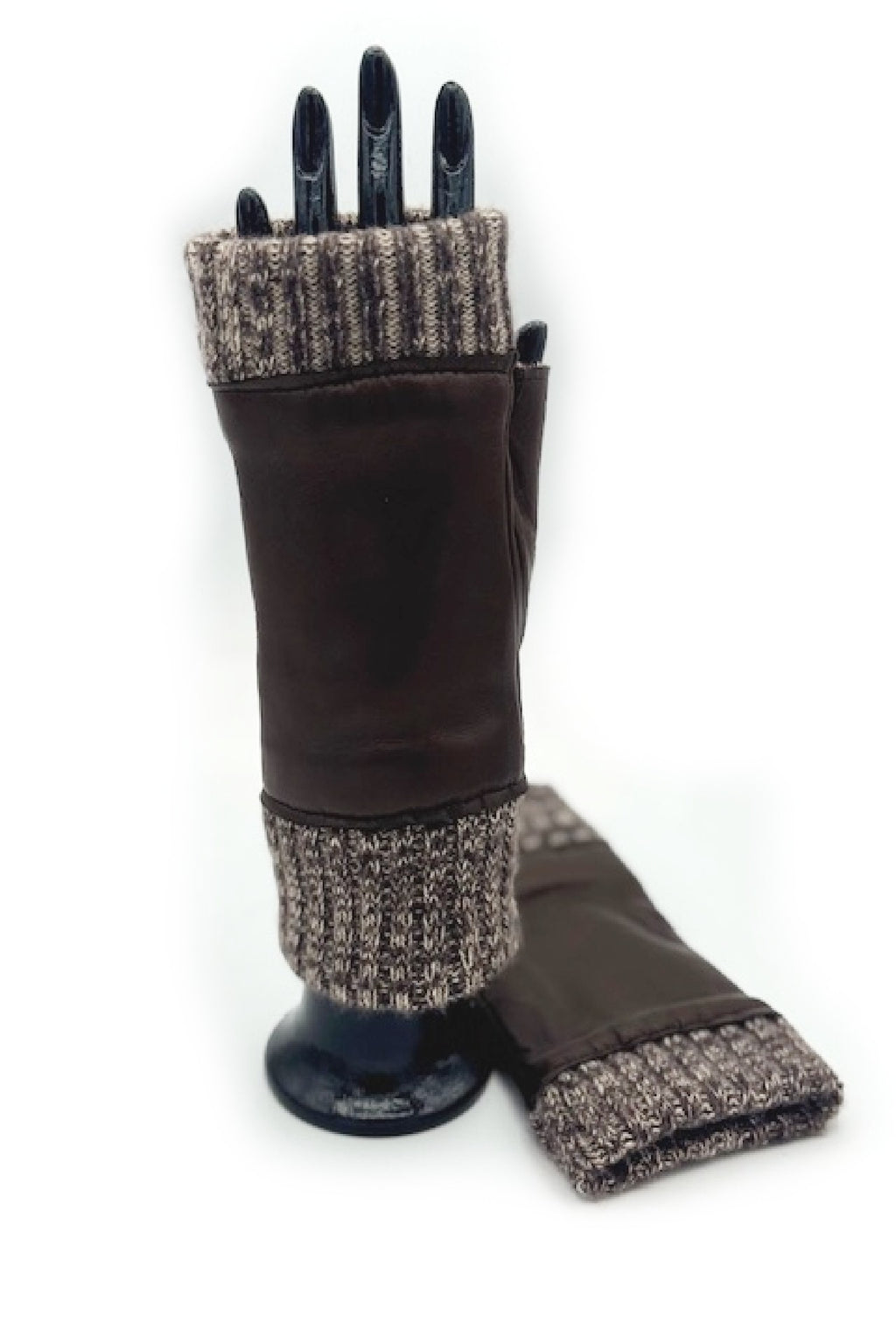 Manicotto in Nappa 2bt fodera cashmere - Moro/Melange