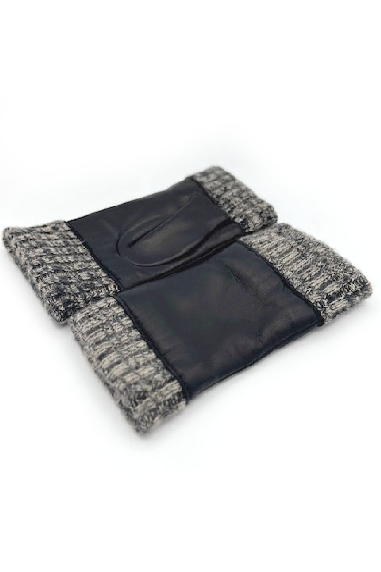 Manicotto in Nappa 2bt fodera cashmere - Nero/Melange