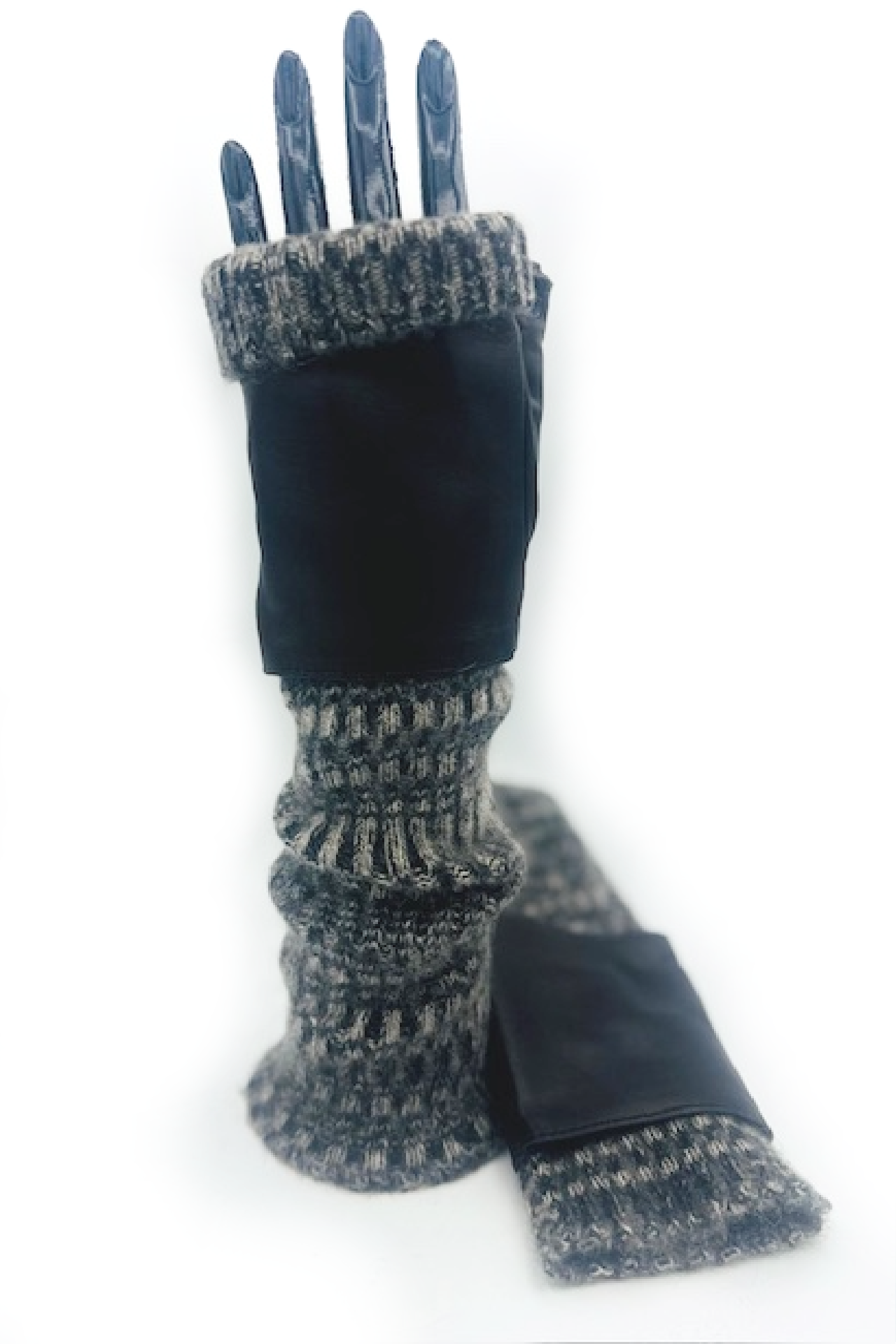 Guanto in cashmere e pelle - Nero/Melange