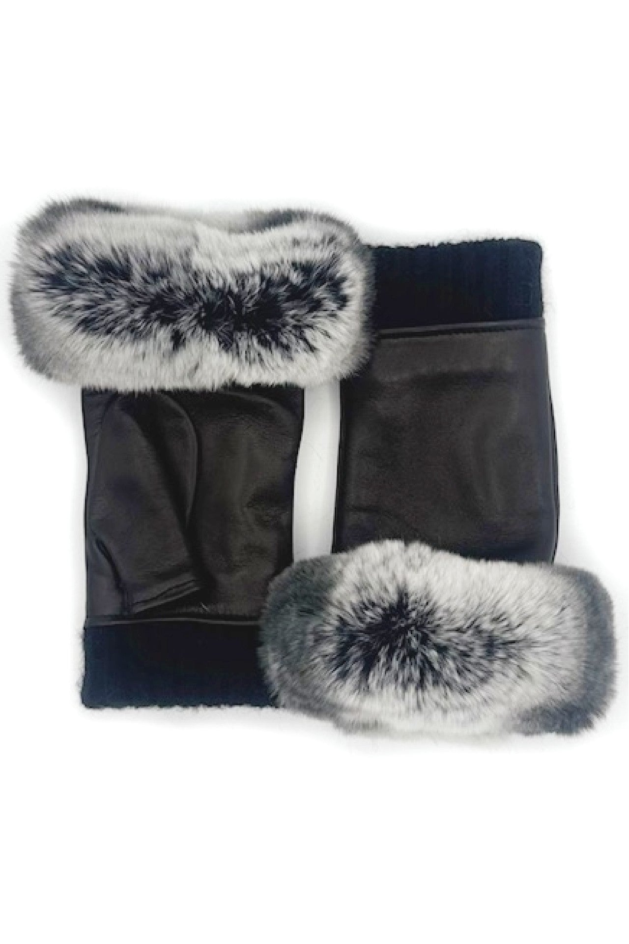 Manicotto 2bt fodera cashmere con bordo Rex - Nero