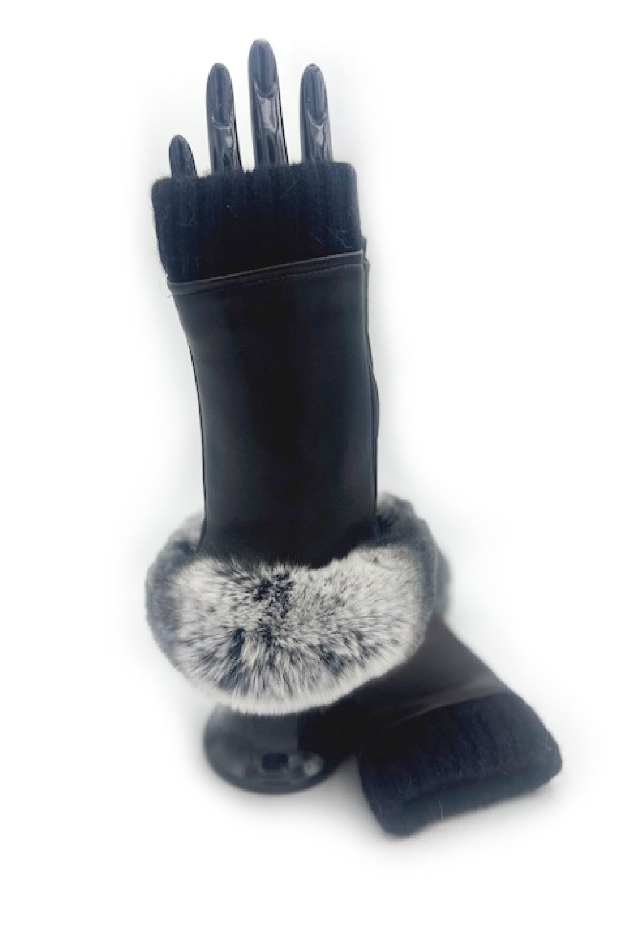 Manicotto 2bt fodera cashmere con bordo Rex - Nero