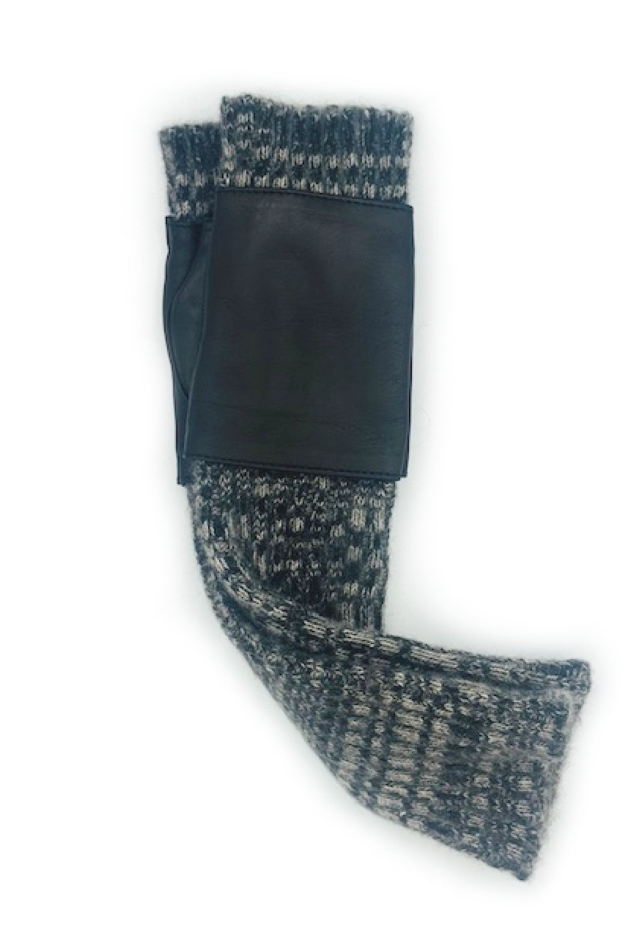 Guanto in cashmere e pelle - Nero/Melange