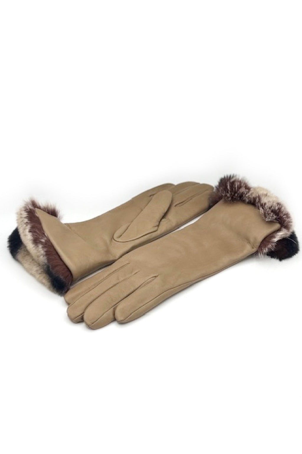 Guanto Nappa con risvolto Rex ,fodera cashmere. - Fango