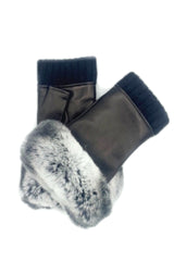 Manicotto 2bt fodera cashmere con bordo Rex - Nero