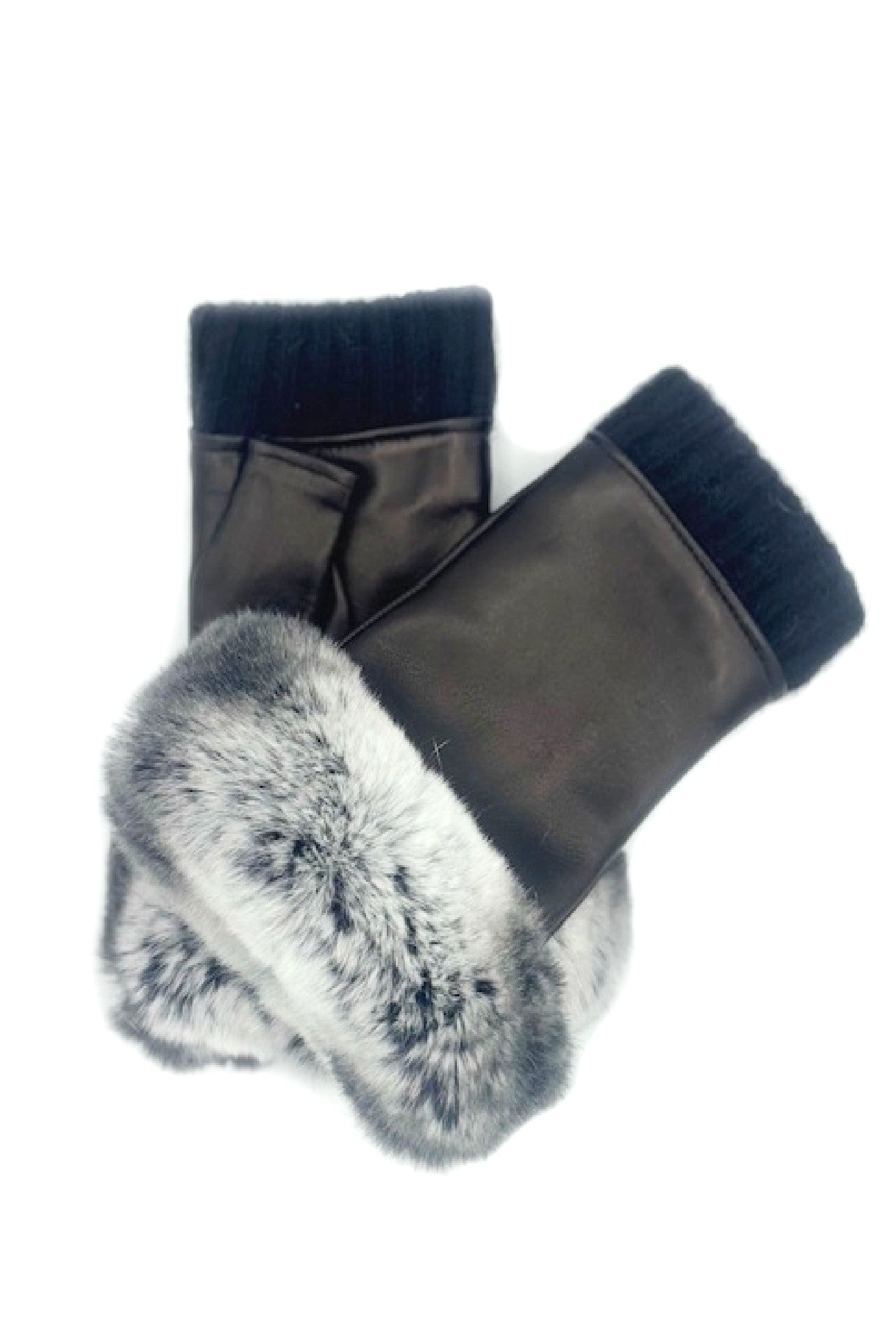 Manicotto 2bt fodera cashmere con bordo Rex - Nero