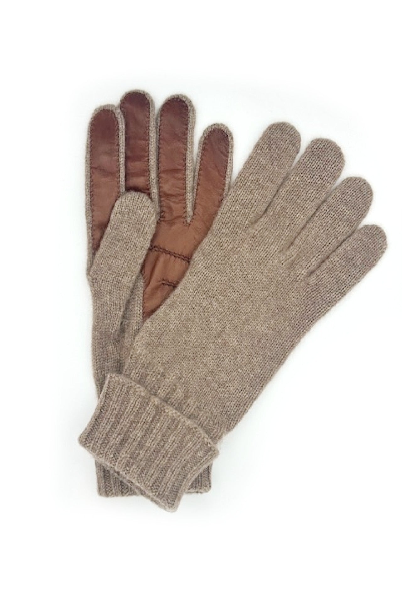 Guanto in 100% cashmere 2bt con palmo in Nappa - Toupe