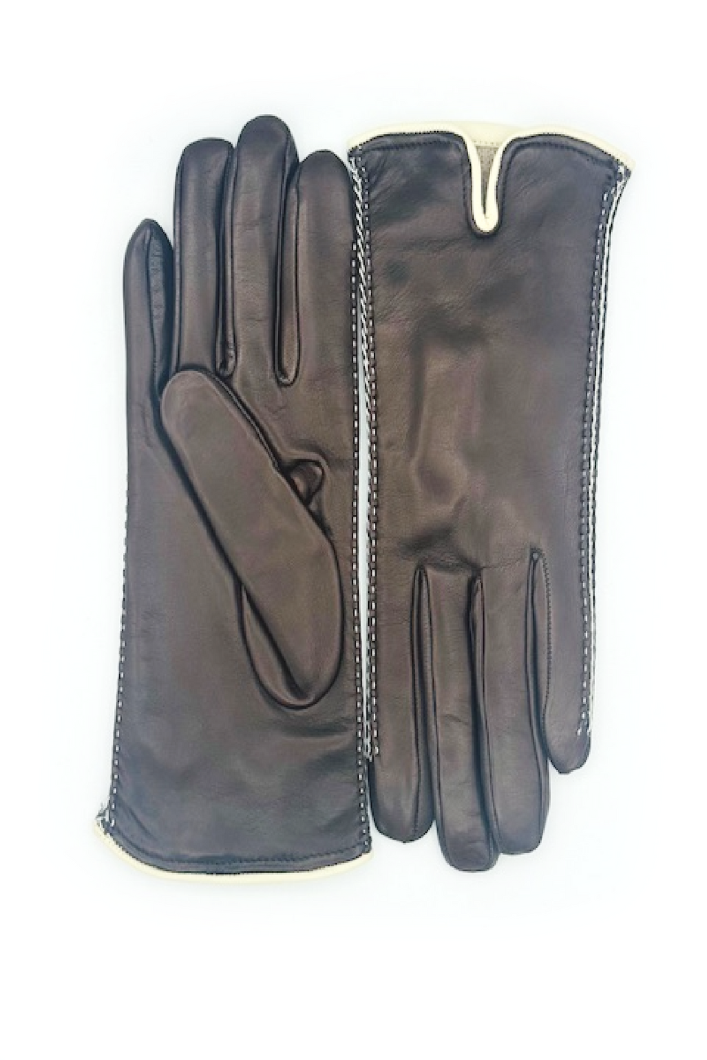 Guanto in Nappa con Trecce laterali a contrasto - T.Moro/Ecru