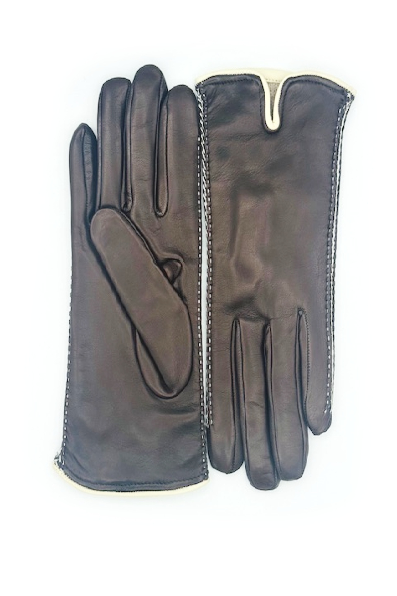 Guanto in Nappa con Trecce laterali a contrasto - T.Moro/Ecru