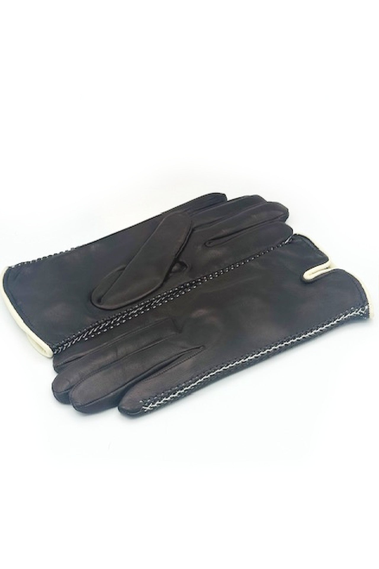 Guanto in Nappa con Trecce laterali a contrasto - T.Moro/Ecru